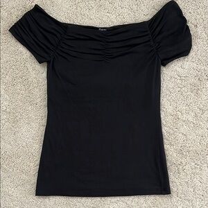 Express Black Ruched Fitted Tee
